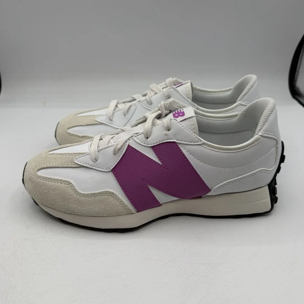 New Balance 327 Shoes‎ YOUTH Kids Size 7 White Purple Sneakers Unisex GS327ST